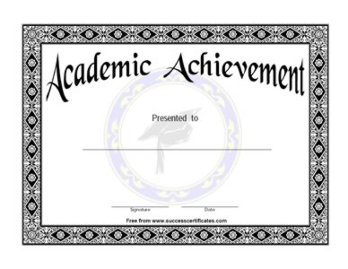 Academic Achievement Certificate - Academic Success Award