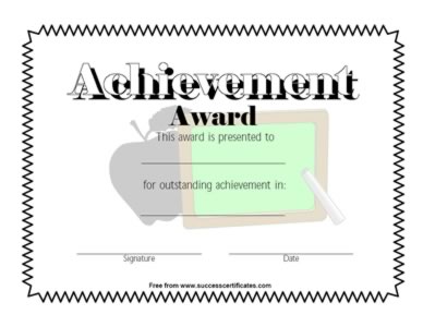 Achievement Award Certificate - Recognition For Outstanding Success