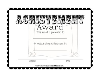 Success Award Certificate - Recognition For Outstanding Achievement