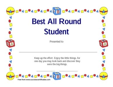 Best All Round Student Award - For Keeping Up Good Effort