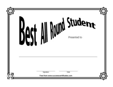 Bets All Round Student Award - Best All Round Student Certificate