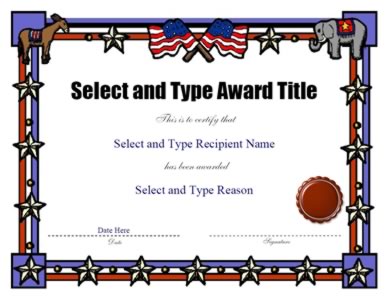 USA American Bordered Generic Certificate