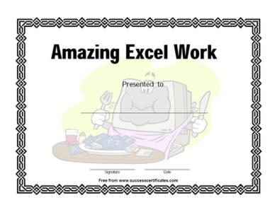 Certificate On Completion Of  Excel Work