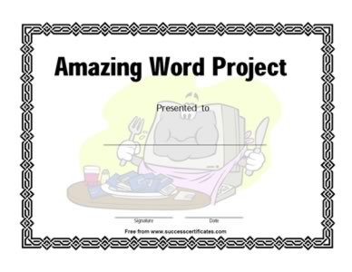 Certificate On Completion Of  Word Project