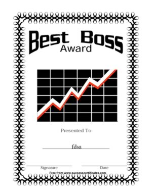 Best Boss Award Certificate