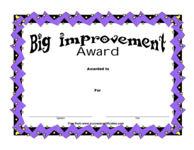 Improvment Award Certificate