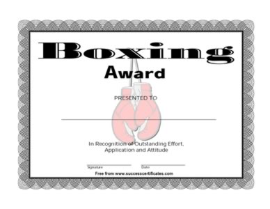 Certificate For Outstanding Performance In Boxing