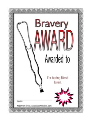 Bravery Award - Having Blood Taken