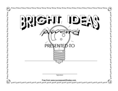 Certificate For Suggesting Bright Ideas