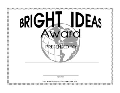 Bright Ideas Submission Award Certificate