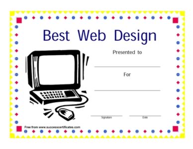 Certificate For The Best Web Design 