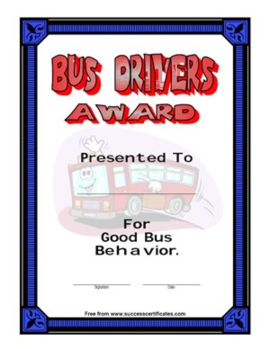 Certificate - Good Behavior For The Bus Drivers