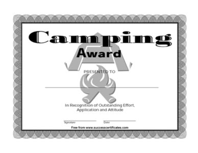 Camping Award Certificate