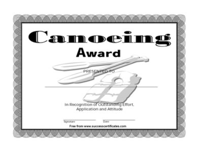Canoeing Certificate-Outstanding Effort