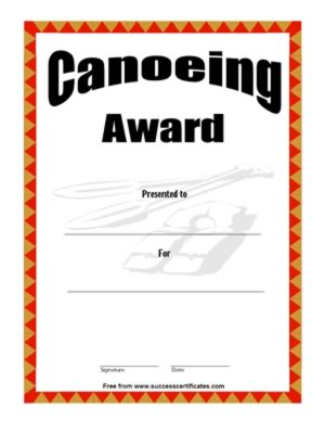 Canoeing  Award Certificate # 2