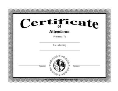 Attendance Certificate - Presence Certificate