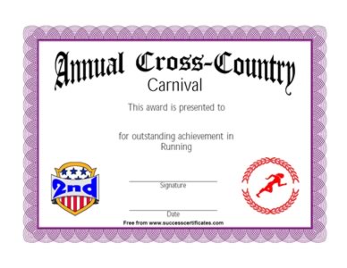 Running Certificate - Running award