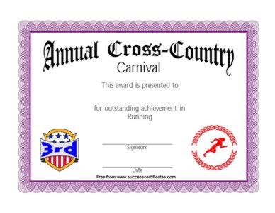 Running achievement - Certificate for running