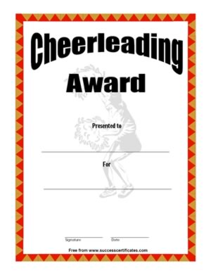 Cheerleading Award - Cheerleading certificate