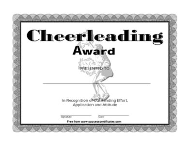 Certificate For Cheerleading - cheerliading Award