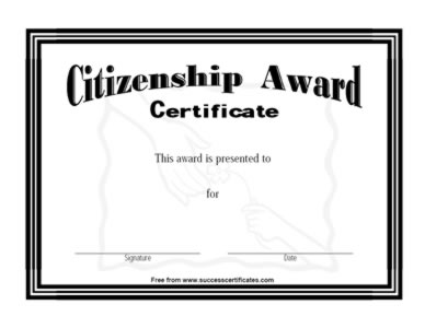 Certificate For Citizenship - Citizenship Award - One