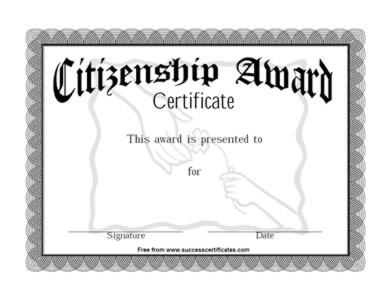 Certificate For Citizenship Award - Two
