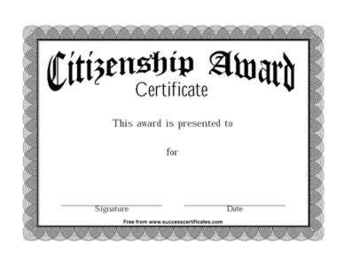 Citizenship Award Certificate - Three