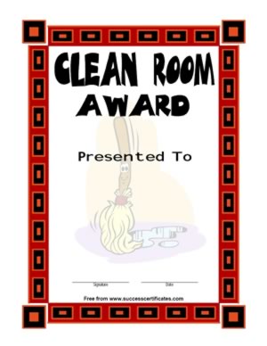 An award For Cleaning A Room