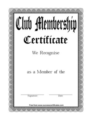 Club Membership Certificate