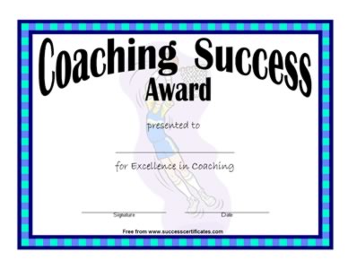 Coaching Success Certificate - Coaching Success Award