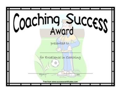 Certificate For Excellence In Coaching