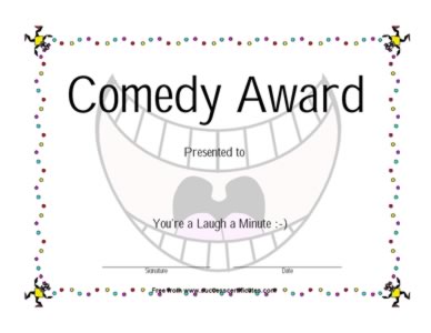 Comedy Award Certificate