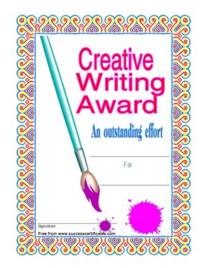 Creative Writing Award Certificate