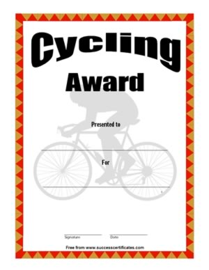 Certificate For Cycling - Cycling Award