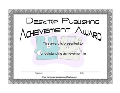 Certificate For  Desk Top Publishing Achievement 