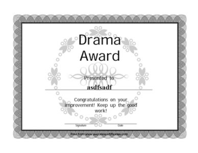 Drama Competition Certificate - Drama Award
