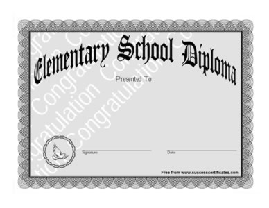Elementary School Diploma Certificate -One