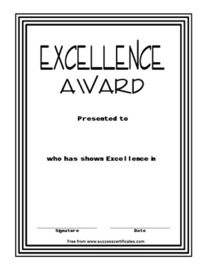 Certificate For Showing Excellence - Two