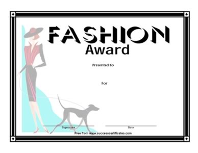 Certificate for Fashion Competition - Fashion Award – Two