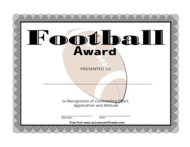 Certificate For Football Winner - Football Award - One