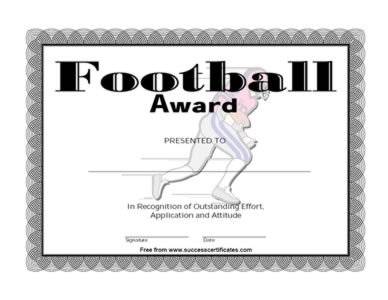 Certificate for Football Winner - Football Award – Two