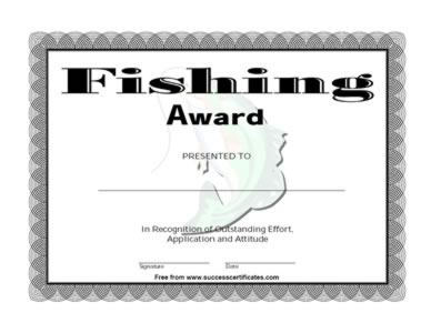 Certificate For Fishing - Fishing Award - One