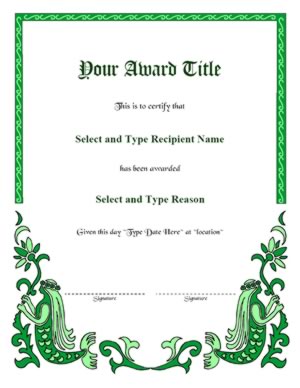 Green Spikey Border Blank Certificate Template