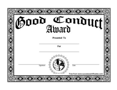 Good Conduct Honor - Good Conduct  Award
