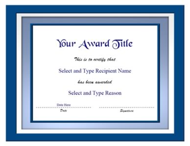Blue Double Border Blank Certificate Template