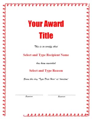 Red Spikey Border Blank Certificate Template