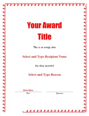 Red Spikey Border Blank Certificate Template - Two