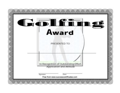 Certificate Of Achievement In Golf - Two