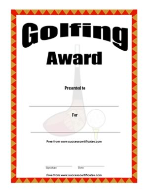 Certificate Of Achievement In Golf - Three