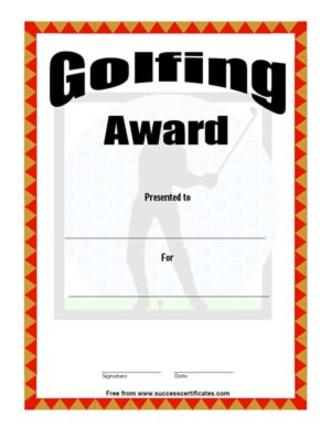 Certificate Of Achievement In Golf - Four